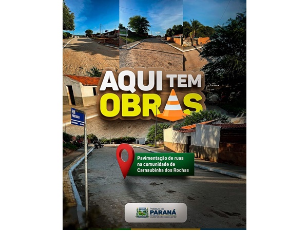 Prefeitura inicia obra de pavimentação de ruas na comunidade de Carnaubinha dos Rochas, zona rural deste município.